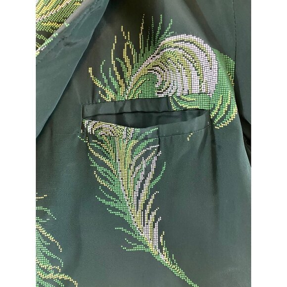 Vintage Cain Sloan Peacock Green Dressing Coat - L/XL - Picture 5 of 12
